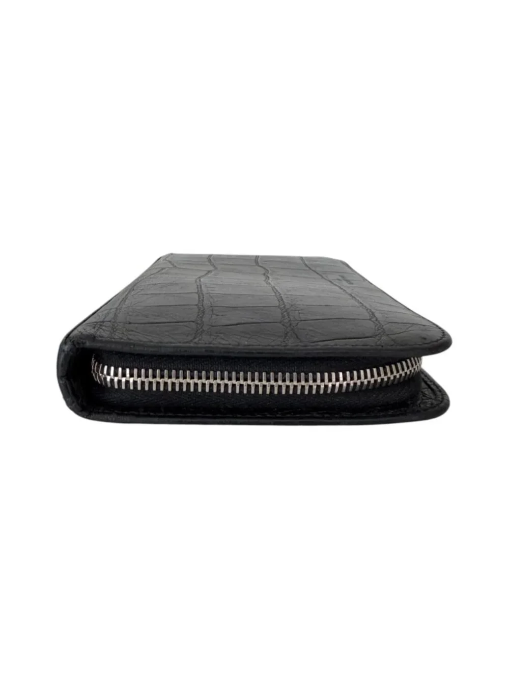 Saint Laurent Black Crocodile-Embossed Paris Zip Around Wallet